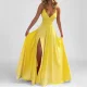 EVE Plus Size Solid Color Split Sling Maxi Dress GHMF-29249