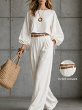 EVE Long Sleeve Solid Color Two Piece Pants Set HNIF-SR005