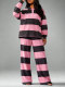 EVE Long Sleeve Stripe Color Block Two Piece Pants Set HNIF-MC046