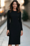 EVE Long Sleeve O Neck Midi Dress GQLK-6606