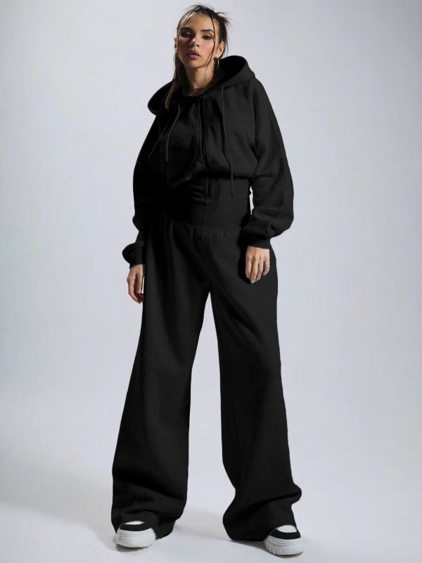 EVE Fleece-lined Zipper Solid Color Jumpsuit CH-26052