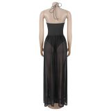 EVE Halterneck Solid Color Bandage Dress BY-7840
