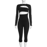 EVE Solid Color Hollow Out Two Piece Pants Set MXBF-J26ST453