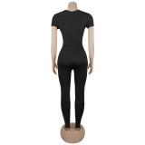 EVE Hollow Out Short Sleeve Skinny Jumpsuit BY-7845
