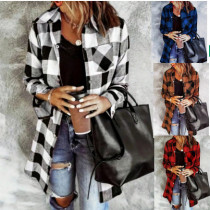 EVE Plaid Printed Long Sleeve Shirt Coat GSRX-1038