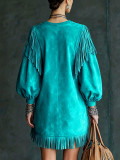 EVE Loose Tassel Lantern Sleeve Holidays Dress GMYS-WL8521