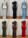 EVE Slash Shoulder Sleeveless Bodycon Dress GMYU-10517