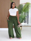 EVE Solid Color Drawstring Ruched Pants AIL-373