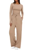 EVE Solid Color Long Sleeve Casual Pants Suit GMYS-LWZ8263