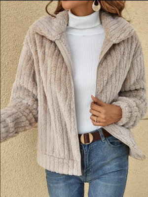EVE Plus Size Plush Cardigan Lapel Short Jacket﻿ GMYS-LWZ0134