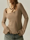 EVE Square Neck Long Sleeve T Shirt GMYS-WL260721