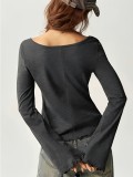 EVE Square Neck Long Sleeve T Shirt GMYS-WL260721