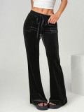 EVE Velour Solid Color Micro Flare Pants GMYS-LWZ8302