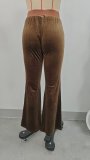 EVE Velour Solid Color Micro Flare Pants GMYS-LWZ8302