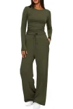 EVE Solid Color Long Sleeve Casual Pants Suit GMYS-LWZ8263