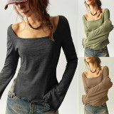 EVE Square Neck Long Sleeve T Shirt GMYS-WL260721