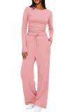 EVE Solid Color Long Sleeve Casual Pants Suit GMYS-LWZ8263