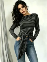EVE Stripe Long Sleeve T Shirt GMYS-WL260711