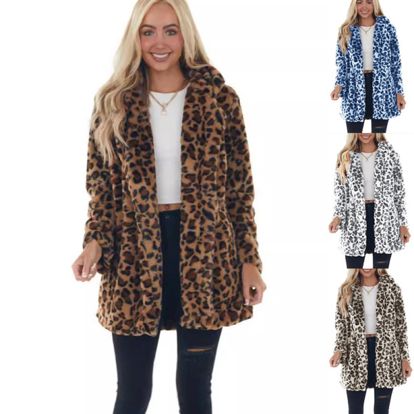 EVE Plus Size Leopard Printed Long Sleeve Loose Coat GMYS-LWZ9092