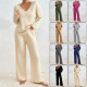 EVE V Neck Long Sleeve Loose Two Piece Pants Set GMYS-LWZ8308
