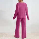 EVE V Neck Long Sleeve Loose Two Piece Pants Set GMYS-LWZ8308
