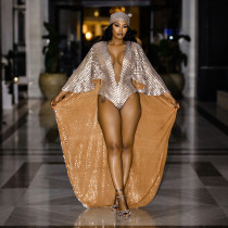 EVE Deep V Neck Long Cloak Bodysuit(With Headscarf) GDSF-Q26BS240