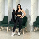 VIP1 Printed Solid Color Yoga Three Piece Pants Set QYLF-0195