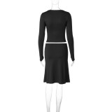 EVE Lace Edge Long Sleeve Two Piece Skirts Set LJSF-S6922474X