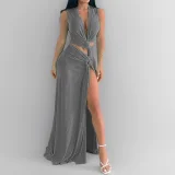 EVE Plus Size Sexy Hollow Out Split Maxi Dress GHMF-28175