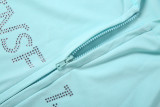 EVE Letter Printed Long Sleeve Hooded Skirt Suit GYME-K6S17967A