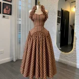 EVE Halterneck Stripe Backless Maxi Dress GCNE-91472