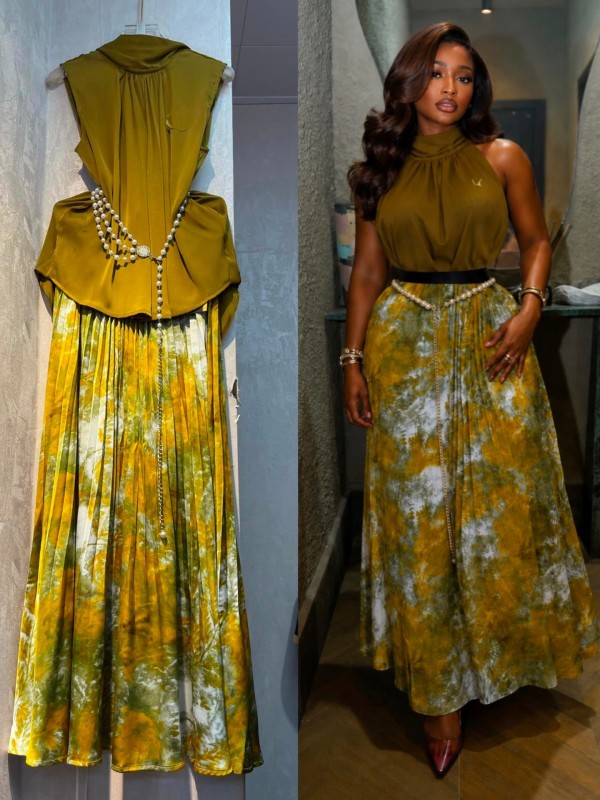 EVE Sleeveless Solid Color Top Printed Long Skirt Suit GCNE-75819
