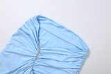 EVE Solid Color Sling Bodysuit Split Long Skirt 2 Piece Set GYME-K6S17145A