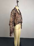 EVE Leopard Printed V Neck Loose Shirt GCNE-75345