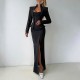 EVE Long Sleeve Single Breasted Two Piece Skirt Set GYME-K6S17860A