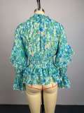 EVE Printed Tie Up Ruched Shirt GCNE-75949