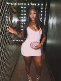 EVE Solid Color V Neck Sling Mini Dress GKYS-2627-022