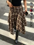 EVE Plaid Printed Irregular Mid-skirts GSRX-1033