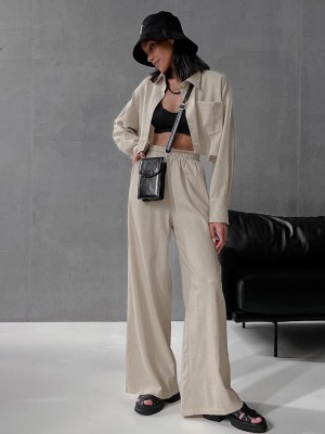EVE Solid Color Long Sleeve Casual Two Piece Pants Set GMYS-WL8246