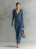 EVE Long Sleeve Hooded Knits Maxi Dress GMYS-XY6037