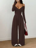 EVE V Neck Halterneck Tiie Up Jumpsuit GMYS-JQ69096