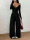 EVE V Neck Halterneck Tiie Up Jumpsuit GMYS-JQ69096