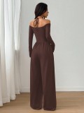 EVE V Neck Halterneck Tiie Up Jumpsuit GMYS-JQ69096