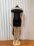 EVE Solid Color Ruched Mesh Mini Dress GMYU-11390
