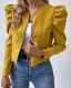 EVE Plus Size Solid Color Puff Sleeve Coat GLXY-24-4818