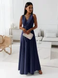 EVE Tie Up V Neck Sleeveless Maxi Dress GMYS-LWZ0175