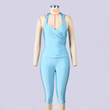 EVE Solid Color Backless Two Piece Pants Set GNZD-12159PBM