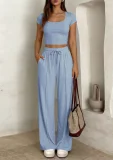 EVE Solid Color Sleeveless Vest Two Piece Pants Set GMYS-WL8347