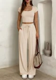 EVE Solid Color Sleeveless Vest Two Piece Pants Set GMYS-WL8347