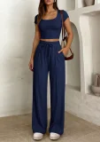 EVE Solid Color Sleeveless Vest Two Piece Pants Set GMYS-WL8347